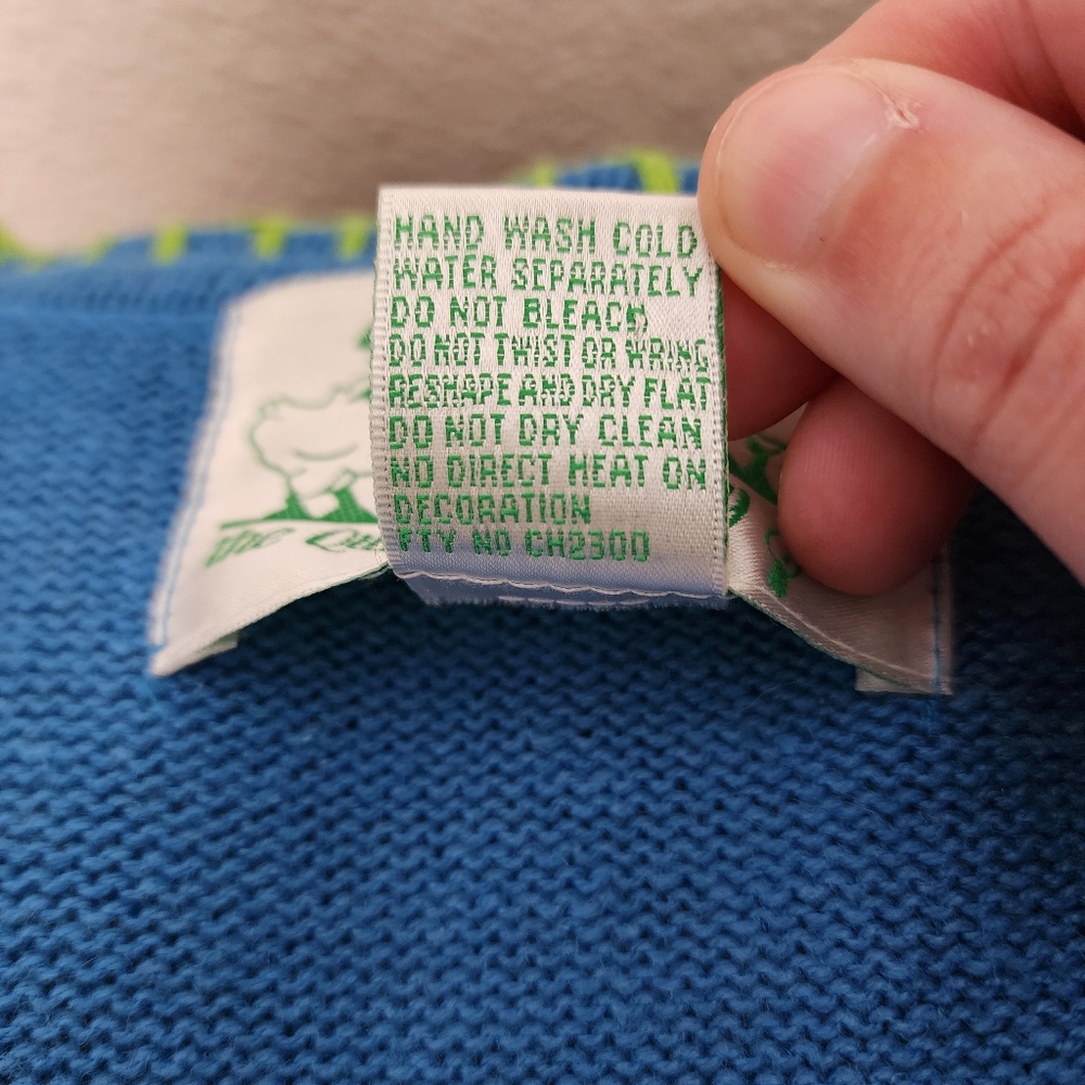 Vintage Quacker Factory Blue Tropical Seashort Cardigan Sweater - Picture 6 of 9